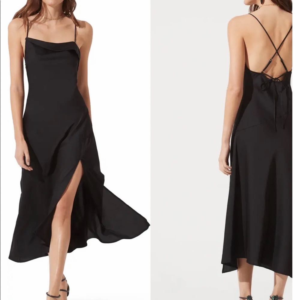 ASTR The Label Cowl Slip Midi Dress in Black